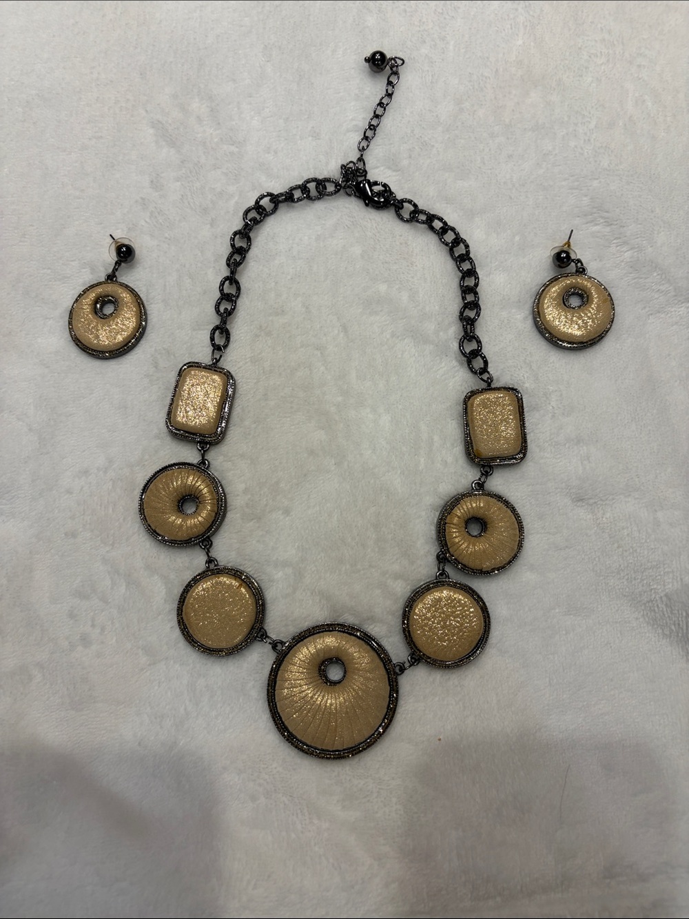 Gold-Tone Statement Circle Necklace & Earring Set